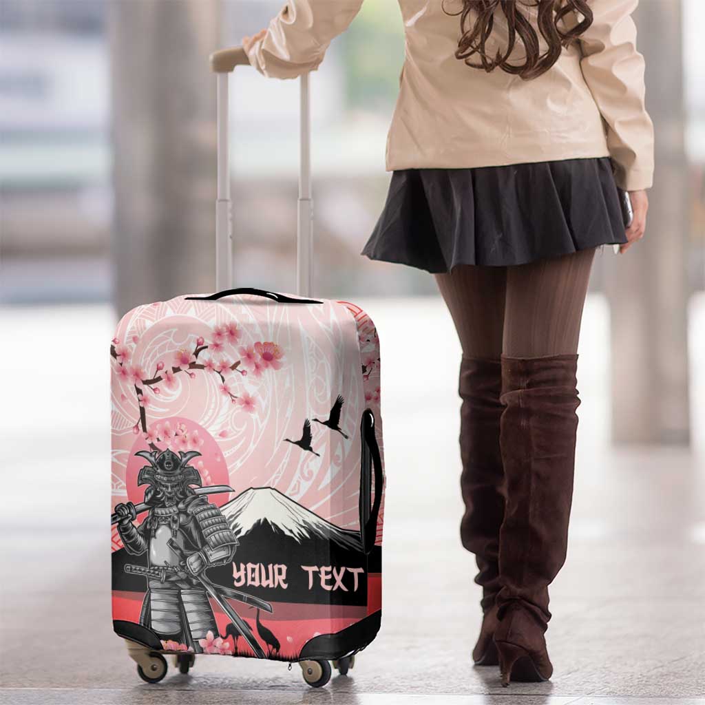 Personalised Japan Samurai Warrior Luggage Cover Japanese Cherry Blossom Polynesian Pattern LT14 - Polynesian Pride