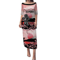 Personalised Japan Samurai Warrior Puletasi Japanese Cherry Blossom Polynesian Pattern LT14 Long Dress Pink - Polynesian Pride