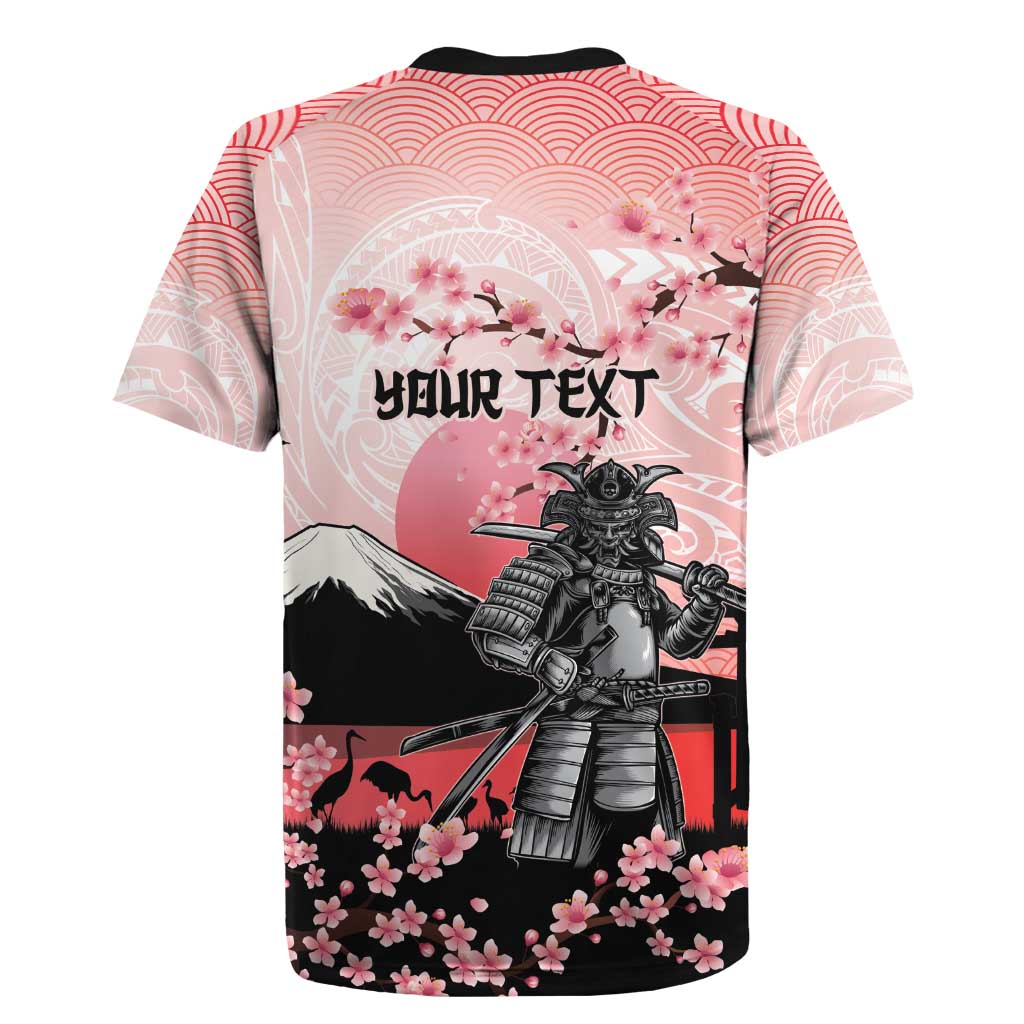 Personalised Japan Samurai Warrior Rugby Jersey Japanese Cherry Blossom Polynesian Pattern LT14 - Polynesian Pride