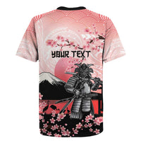 Personalised Japan Samurai Warrior Rugby Jersey Japanese Cherry Blossom Polynesian Pattern LT14 - Polynesian Pride