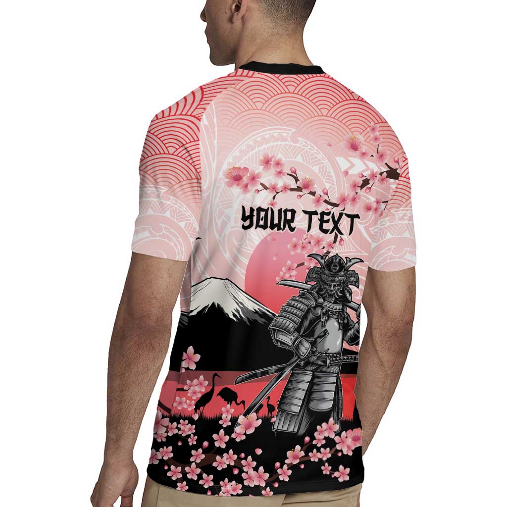 Personalised Japan Samurai Warrior Rugby Jersey Japanese Cherry Blossom Polynesian Pattern LT14 - Polynesian Pride