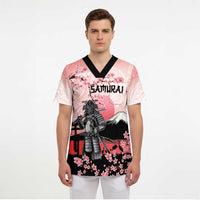 Personalised Japan Samurai Warrior Scrub Top Japanese Cherry Blossom Polynesian Pattern LT14 - Polynesian Pride