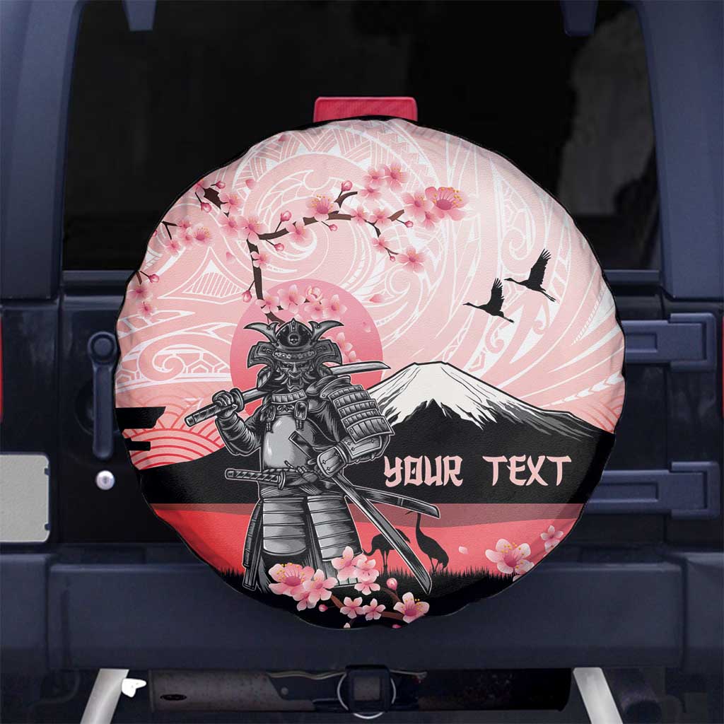 Personalised Japan Samurai Warrior Spare Tire Cover Japanese Cherry Blossom Polynesian Pattern LT14 No hole Pink - Polynesian Pride