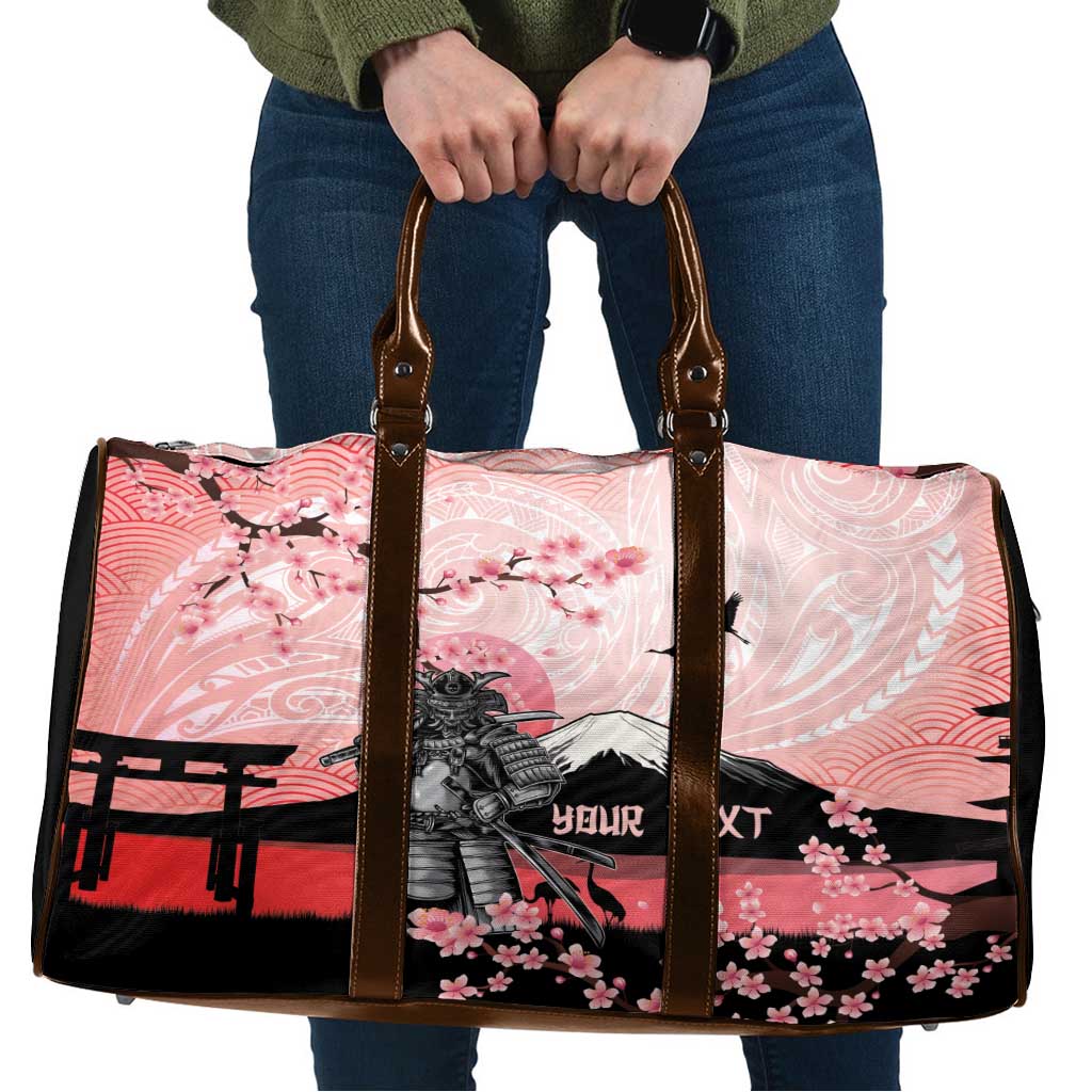 Personalised Japan Samurai Warrior Travel Bag Japanese Cherry Blossom Polynesian Pattern LT14 Pink - Polynesian Pride