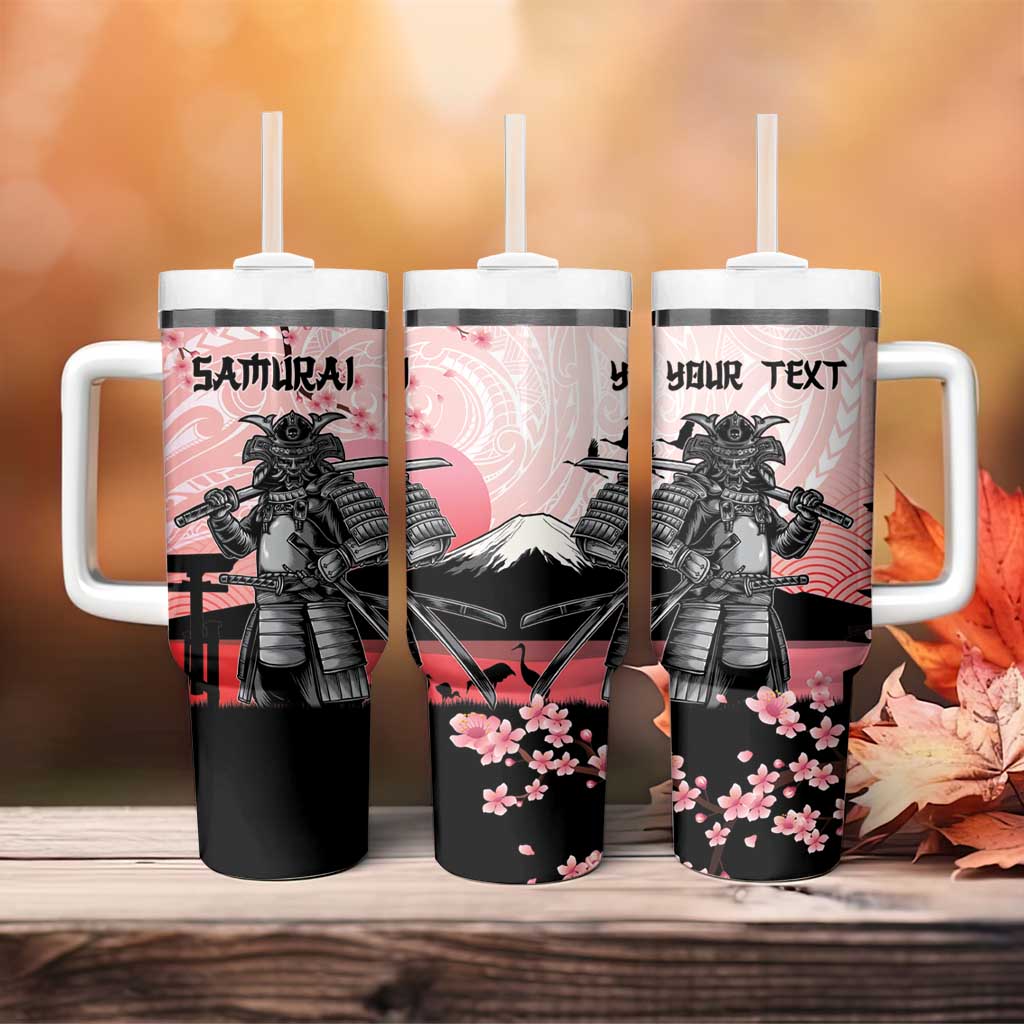 Personalised Japan Samurai Warrior Tumbler With Handle Japanese Cherry Blossom Polynesian Pattern LT14 - Polynesian Pride