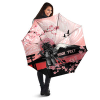 Personalised Japan Samurai Warrior Umbrella Japanese Cherry Blossom Polynesian Pattern LT14 - Polynesian Pride