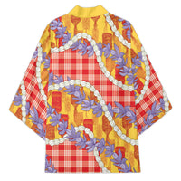 Hawaii Kahili Palaka Motifs Kimono Hawaiian Honohono Pikake Lei LT14 - Polynesian Pride