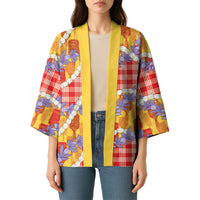 Hawaii Kahili Palaka Motifs Kimono Hawaiian Honohono Pikake Lei LT14 - Polynesian Pride