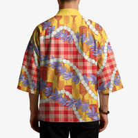 Hawaii Kahili Palaka Motifs Kimono Hawaiian Honohono Pikake Lei LT14 - Polynesian Pride