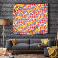 Hawaii Kahili Palaka Motifs Tapestry Hawaiian Honohono Pikake Lei LT14 Red - Polynesian Pride