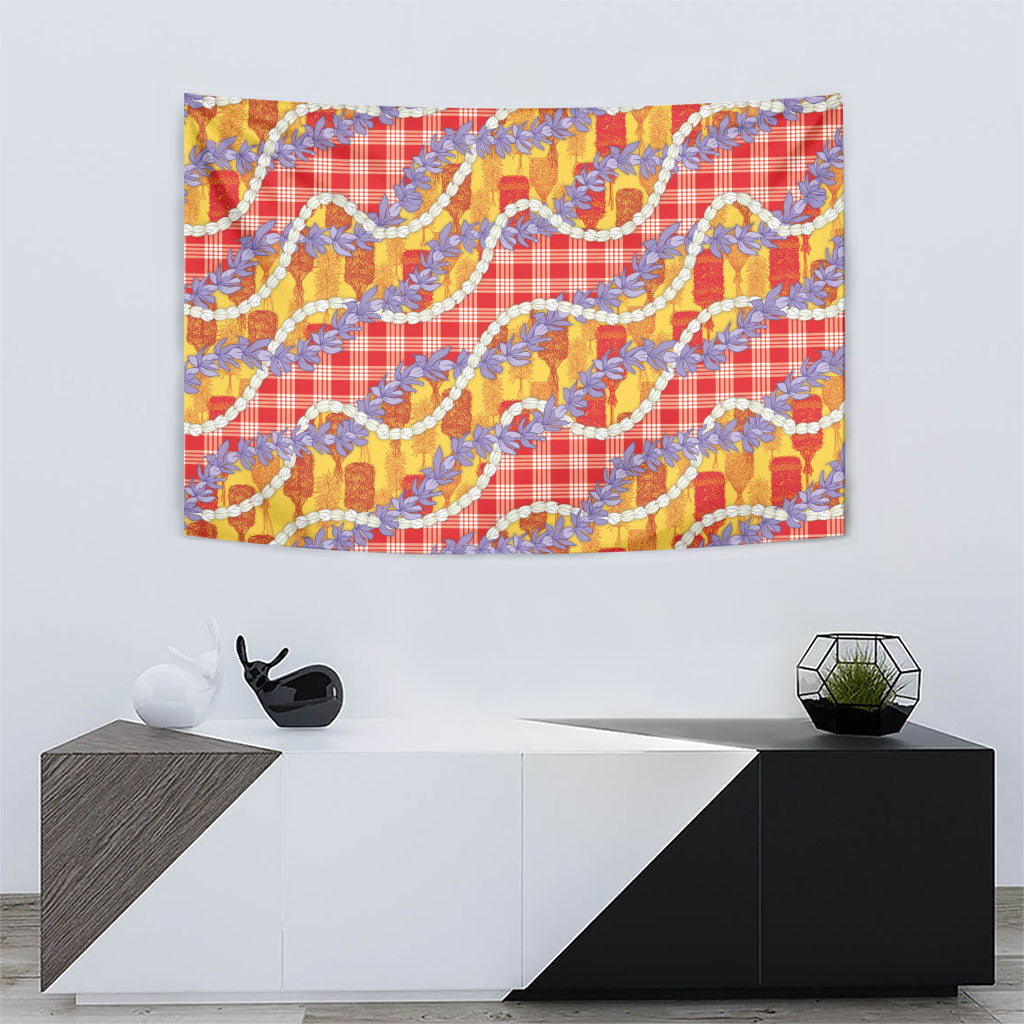 Hawaii Kahili Palaka Motifs Tapestry Hawaiian Honohono Pikake Lei LT14 - Polynesian Pride