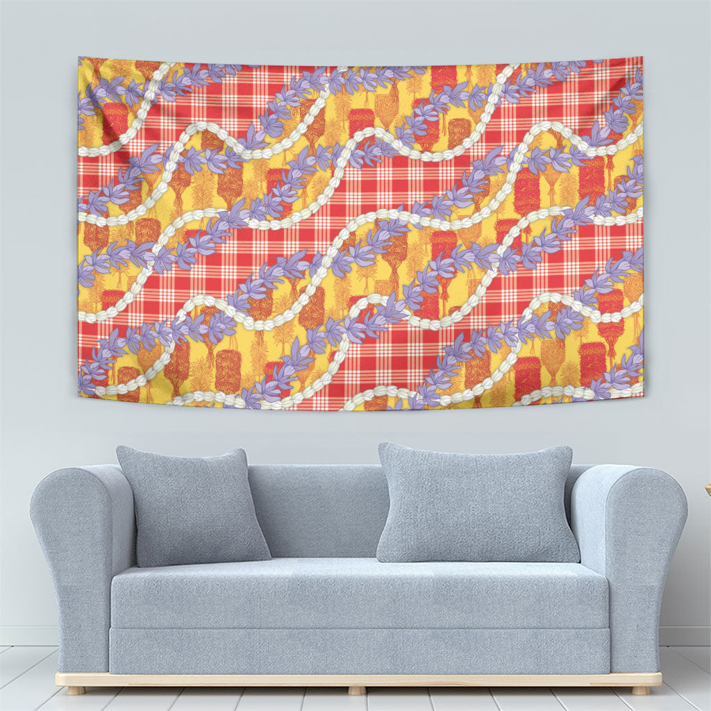 Hawaii Kahili Palaka Motifs Tapestry Hawaiian Honohono Pikake Lei LT14 - Polynesian Pride