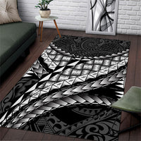 Hawaii Lauhala Tattoo Area Rug Hawaiian Hala Leaf Weaving LT14 Black - Polynesian Pride
