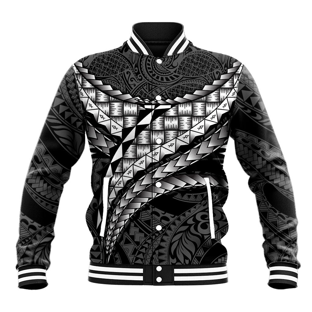 Hawaii Lauhala Tattoo Baseball Jacket Hawaiian Hala Leaf Weaving LT14 Unisex Black - Polynesian Pride