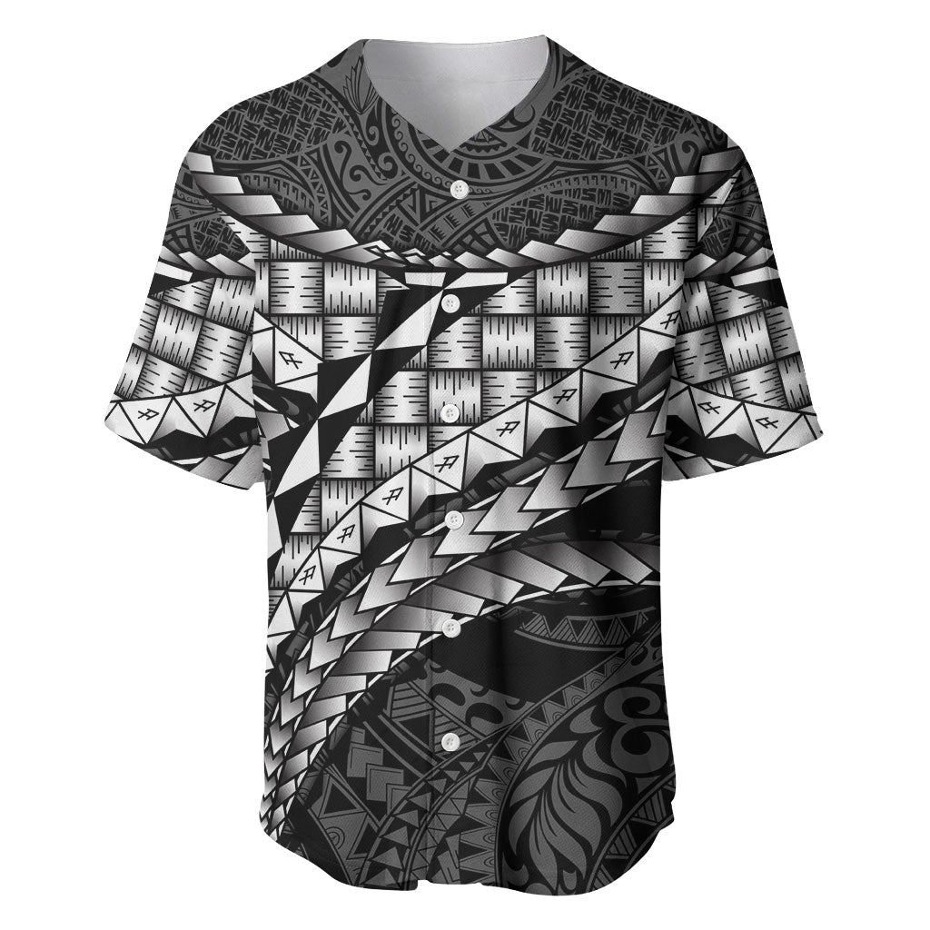 Hawaii Lauhala Tattoo Baseball Jersey Hawaiian Hala Leaf Weaving LT14 Black - Polynesian Pride