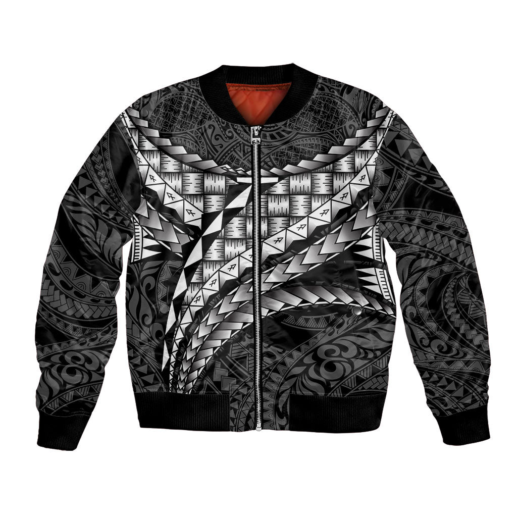 Hawaii Lauhala Tattoo Bomber Jacket Hawaiian Hala Leaf Weaving LT14 Unisex Black - Polynesian Pride