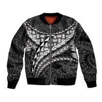 Hawaii Lauhala Tattoo Bomber Jacket Hawaiian Hala Leaf Weaving LT14 Unisex Black - Polynesian Pride