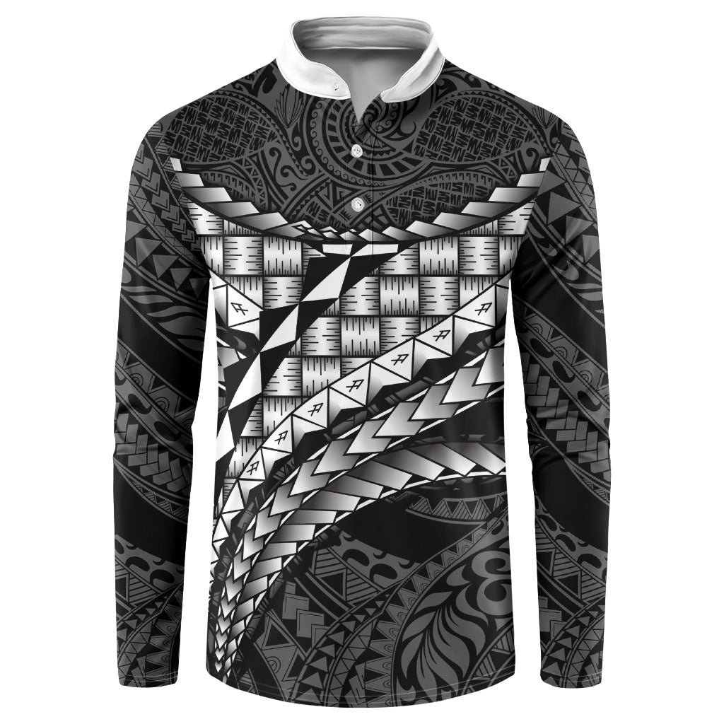 Hawaii Lauhala Tattoo Button Sweatshirt Hawaiian Hala Leaf Weaving LT14 Black - Polynesian Pride