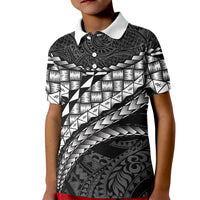 Hawaii Lauhala Tattoo Kid Polo Shirt Hawaiian Hala Leaf Weaving LT14 Kid Black - Polynesian Pride