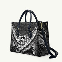 Hawaii Lauhala Tattoo Leather Bag Hawaiian Hala Leaf Weaving LT14 Black - Polynesian Pride