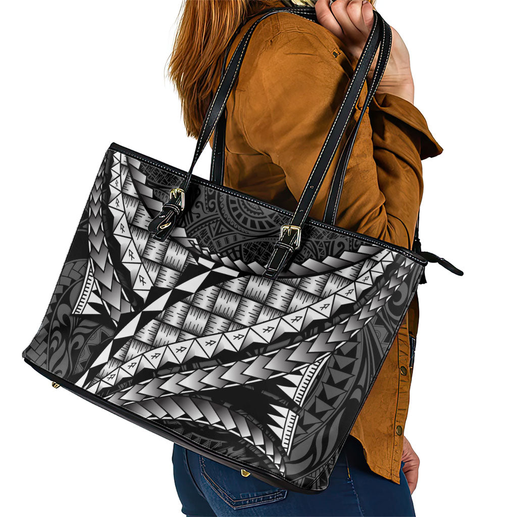 Hawaii Lauhala Tattoo Leather Tote Bag Hawaiian Hala Leaf Weaving LT14 - Polynesian Pride