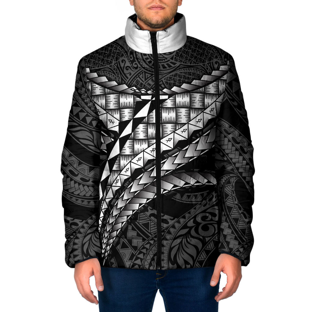 Hawaii Lauhala Tattoo Padded Jacket Hawaiian Hala Leaf Weaving LT14 Men Black - Polynesian Pride