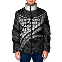Hawaii Lauhala Tattoo Padded Jacket Hawaiian Hala Leaf Weaving LT14 Men Black - Polynesian Pride