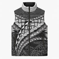 Hawaii Lauhala Tattoo Sleeveless Puffer Jacket Hawaiian Hala Leaf Weaving LT14 Unisex Black - Polynesian Pride