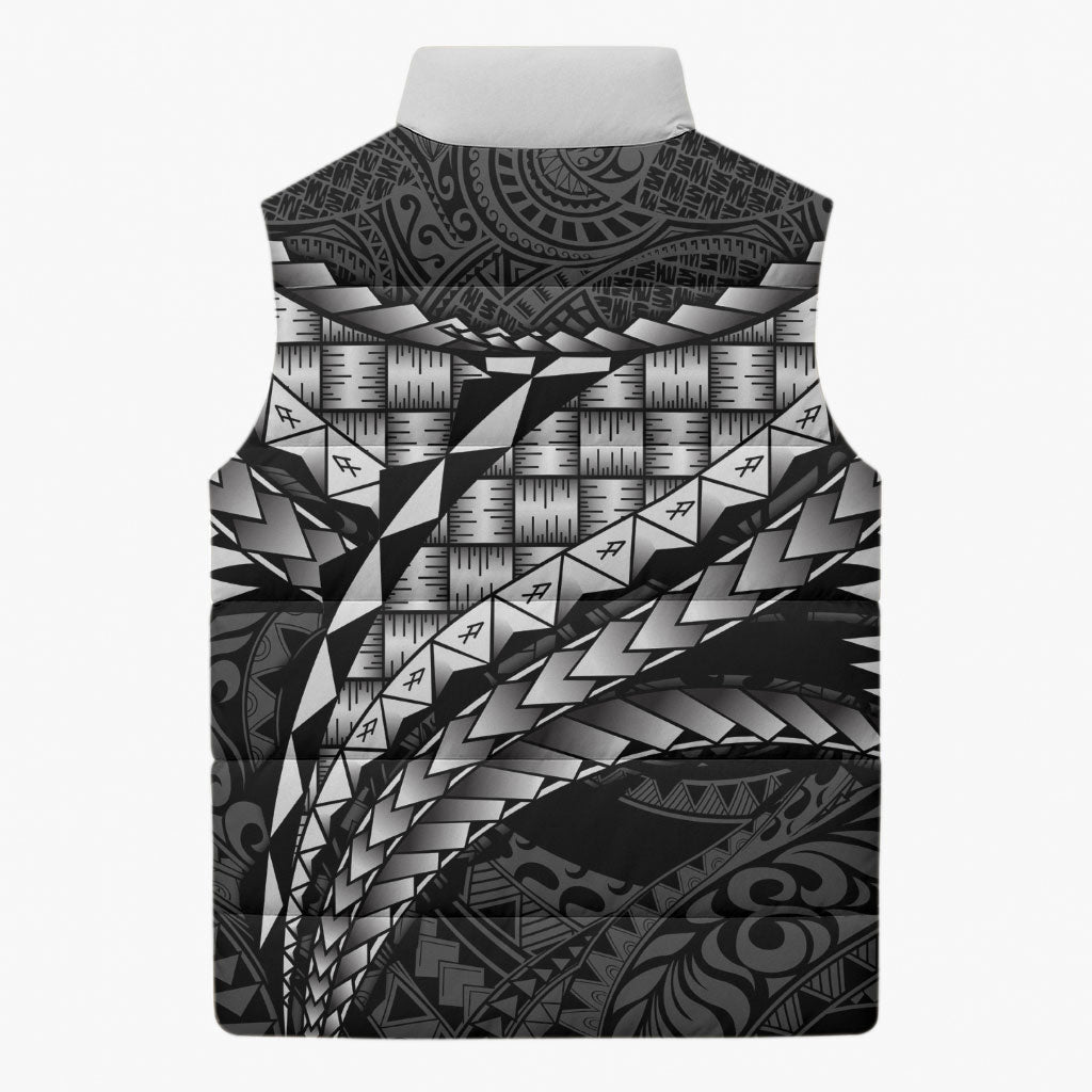 Hawaii Lauhala Tattoo Sleeveless Puffer Jacket Hawaiian Hala Leaf Weaving LT14 - Polynesian Pride