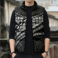 Hawaii Lauhala Tattoo Sleeveless Puffer Jacket Hawaiian Hala Leaf Weaving LT14 - Polynesian Pride