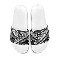 Hawaii Lauhala Tattoo Slide Sandals Hawaiian Hala Leaf Weaving LT14 Black - Polynesian Pride