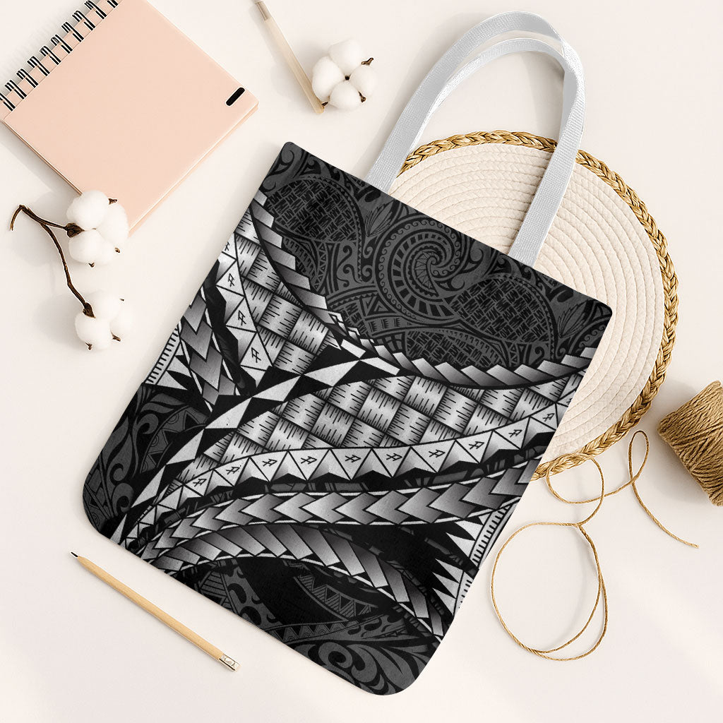 Hawaii Lauhala Tattoo Tote Bag Hawaiian Hala Leaf Weaving LT14 White Strap One Size Black - Polynesian Pride