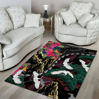 Hawaiian and Japanese Culture Area Rug Crane Sakura Hibiscus Tropical Vibes LT14 - Polynesian Pride