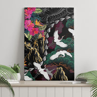 Hawaiian and Japanese Culture Canvas Wall Art Crane Sakura Hibiscus Tropical Vibes LT14 - Polynesian Pride
