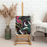 Hawaiian and Japanese Culture Canvas Wall Art Crane Sakura Hibiscus Tropical Vibes LT14 - Polynesian Pride