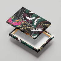 Hawaiian and Japanese Culture Canvas Wall Art Crane Sakura Hibiscus Tropical Vibes LT14 - Polynesian Pride