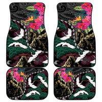 Hawaiian and Japanese Culture Car Mats Crane Sakura Hibiscus Tropical Vibes LT14 - Polynesian Pride