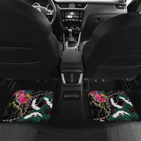 Hawaiian and Japanese Culture Car Mats Crane Sakura Hibiscus Tropical Vibes LT14 Set 2pcs - Back Black - Polynesian Pride