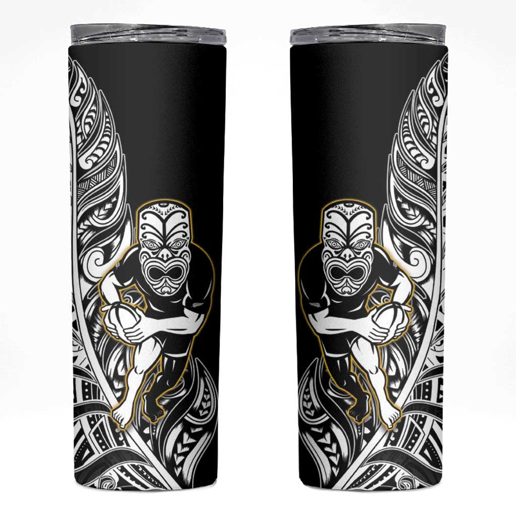 New Zealand Silver Fern Rugby Skinny Tumbler All Black Maori Version Black