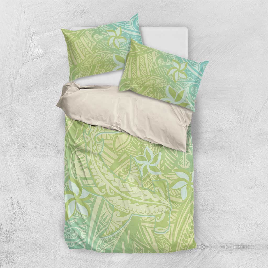 Baby Green Gradient Polynesia Bedding Set Hawaiian Tribal Hammerhead Shark Tattoo LT14 US Twin 172cm x 218cm Baby Green - Polynesian Pride