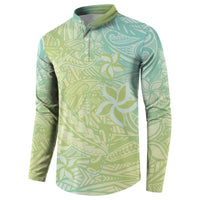 Baby Green Gradient Polynesia Button Sweatshirt Hawaiian Tribal Hammerhead Shark Tattoo LT14 - Polynesian Pride