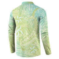 Baby Green Gradient Polynesia Button Sweatshirt Hawaiian Tribal Hammerhead Shark Tattoo LT14 - Polynesian Pride