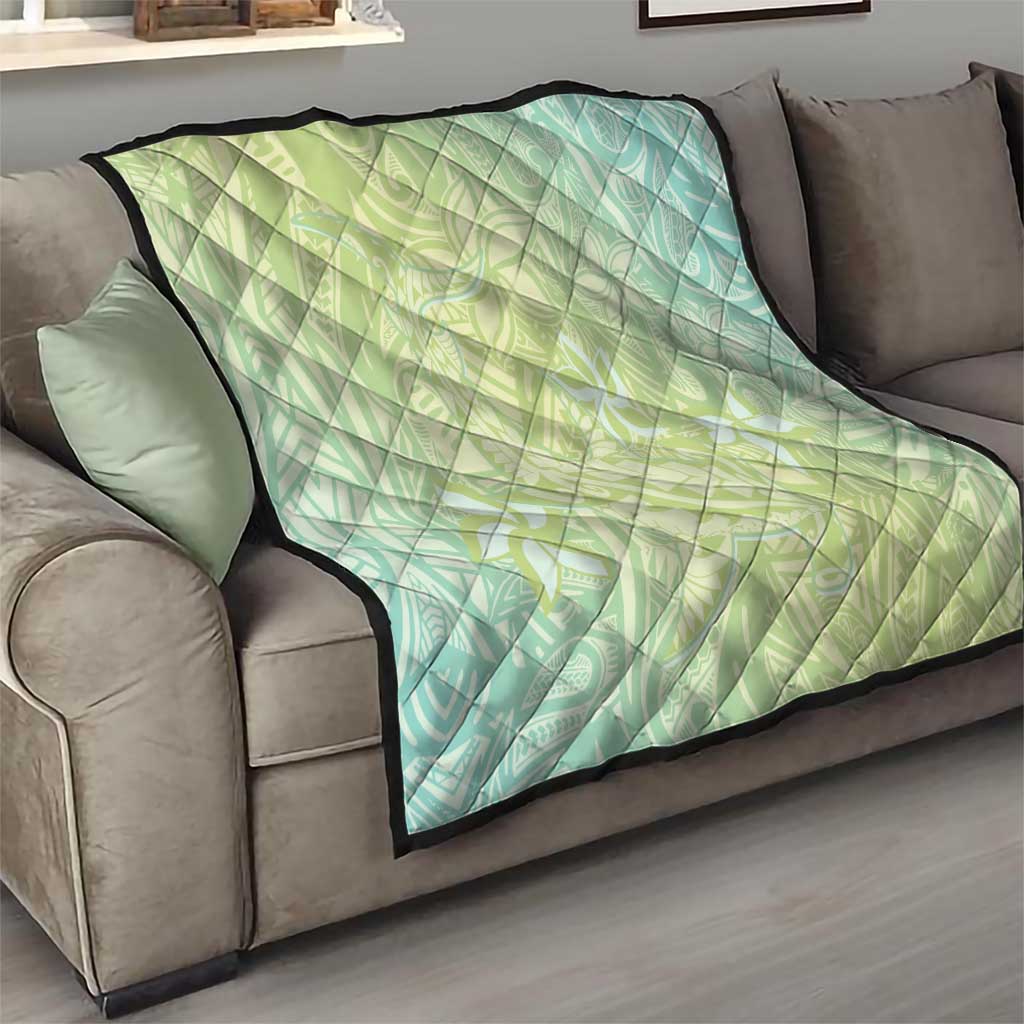 Baby Green Gradient Polynesia Quilt Hawaiian Tribal Hammerhead Shark Tattoo LT14 - Polynesian Pride