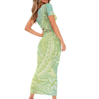 Baby Green Gradient Polynesia Short Sleeve Bodycon Dress Hawaiian Tribal Hammerhead Shark Tattoo LT14 - Polynesian Pride