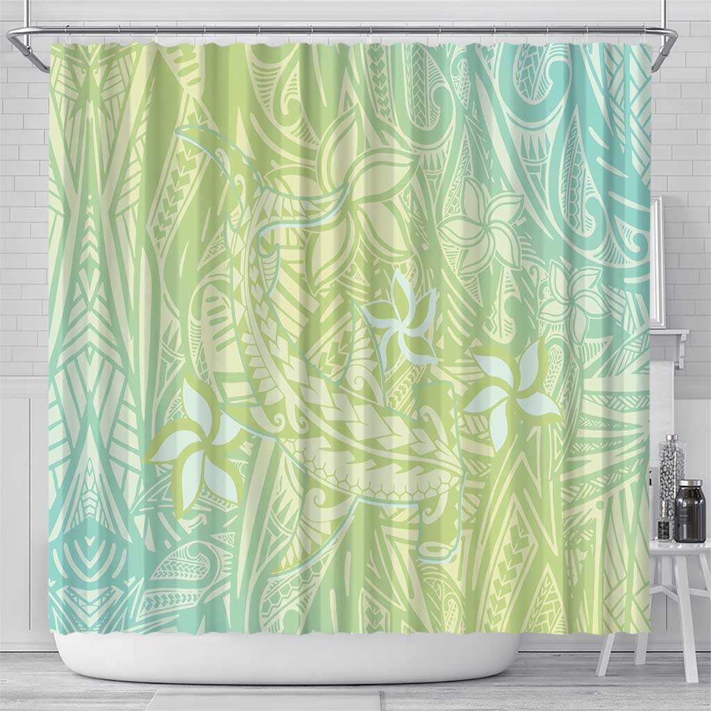 Baby Green Gradient Polynesia Shower Curtain Hawaiian Tribal Hammerhead Shark Tattoo LT14 - Polynesian Pride