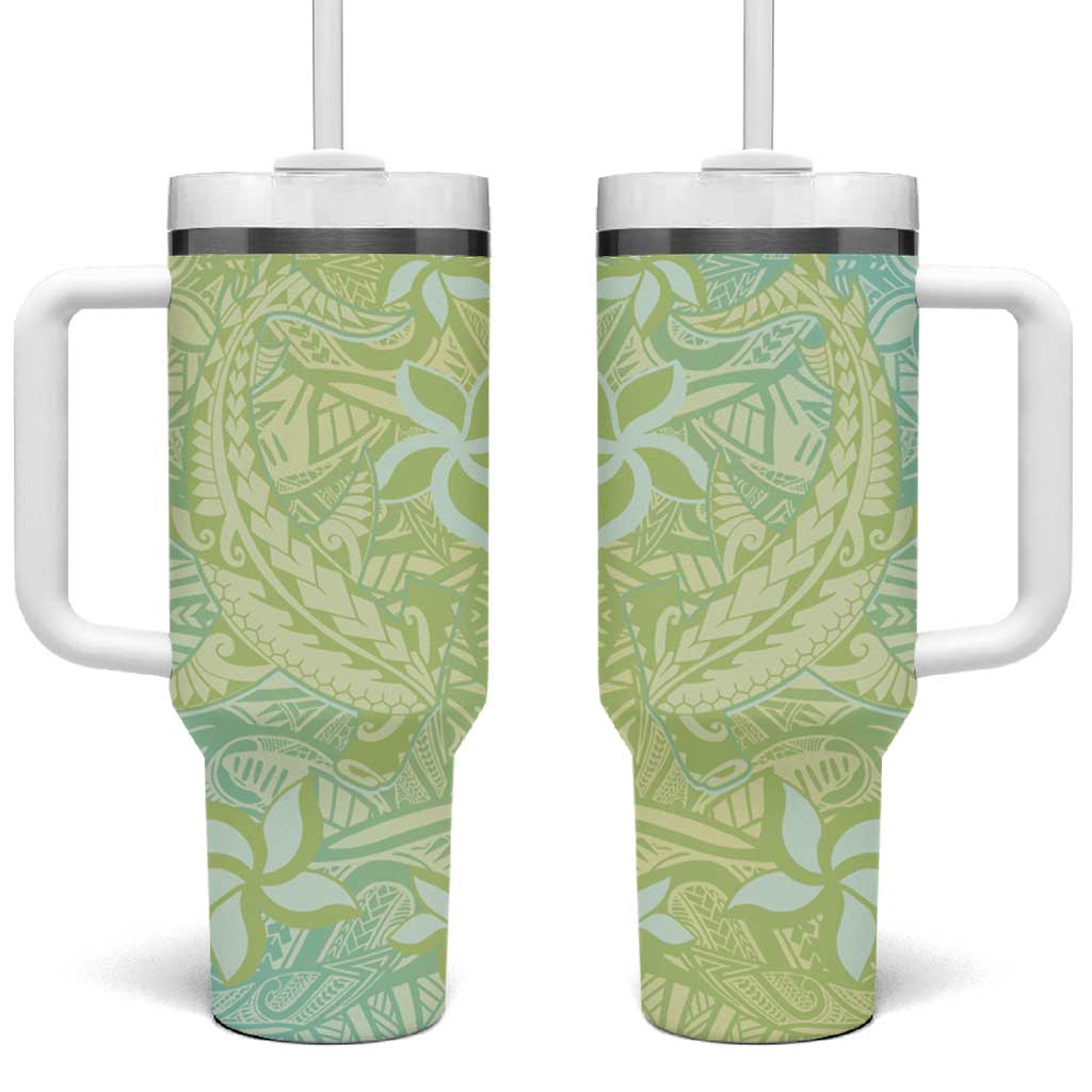 Baby Green Gradient Polynesia Tumbler With Handle Hawaiian Tribal Hammerhead Shark Tattoo LT14 One Size: 40 oz Baby Green - Polynesian Pride