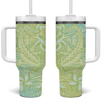 Baby Green Gradient Polynesia Tumbler With Handle Hawaiian Tribal Hammerhead Shark Tattoo LT14 One Size: 40 oz Baby Green - Polynesian Pride