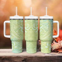 Baby Green Gradient Polynesia Tumbler With Handle Hawaiian Tribal Hammerhead Shark Tattoo LT14 - Polynesian Pride