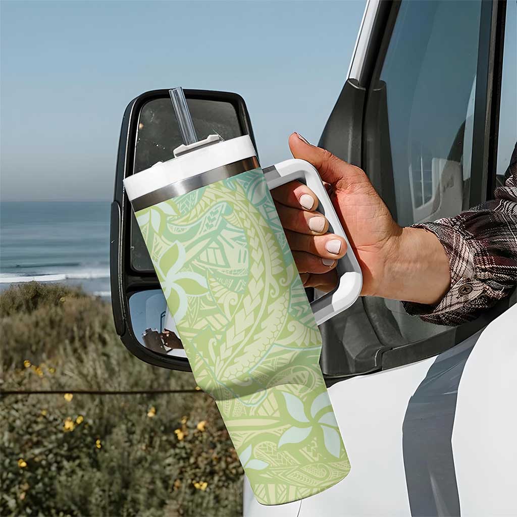 Baby Green Gradient Polynesia Tumbler With Handle Hawaiian Tribal Hammerhead Shark Tattoo LT14 - Polynesian Pride