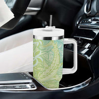 Baby Green Gradient Polynesia Tumbler With Handle Hawaiian Tribal Hammerhead Shark Tattoo LT14 - Polynesian Pride